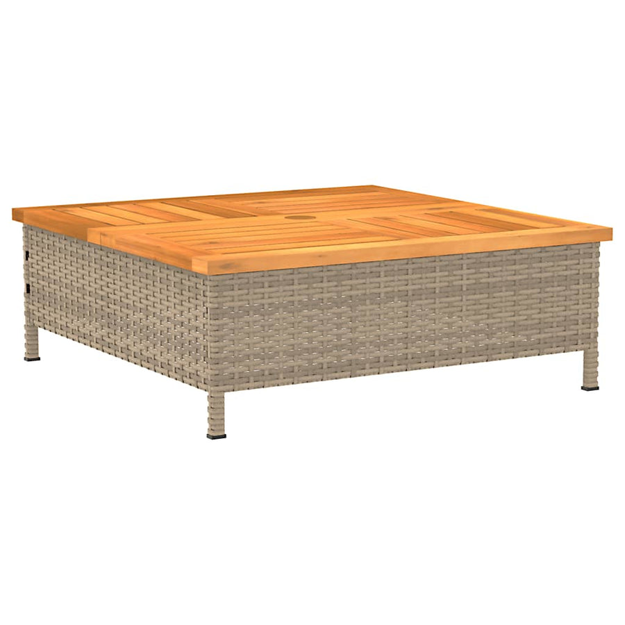 Tuintafel 70x70x25 cm poly rattan en acaciahout Beige
