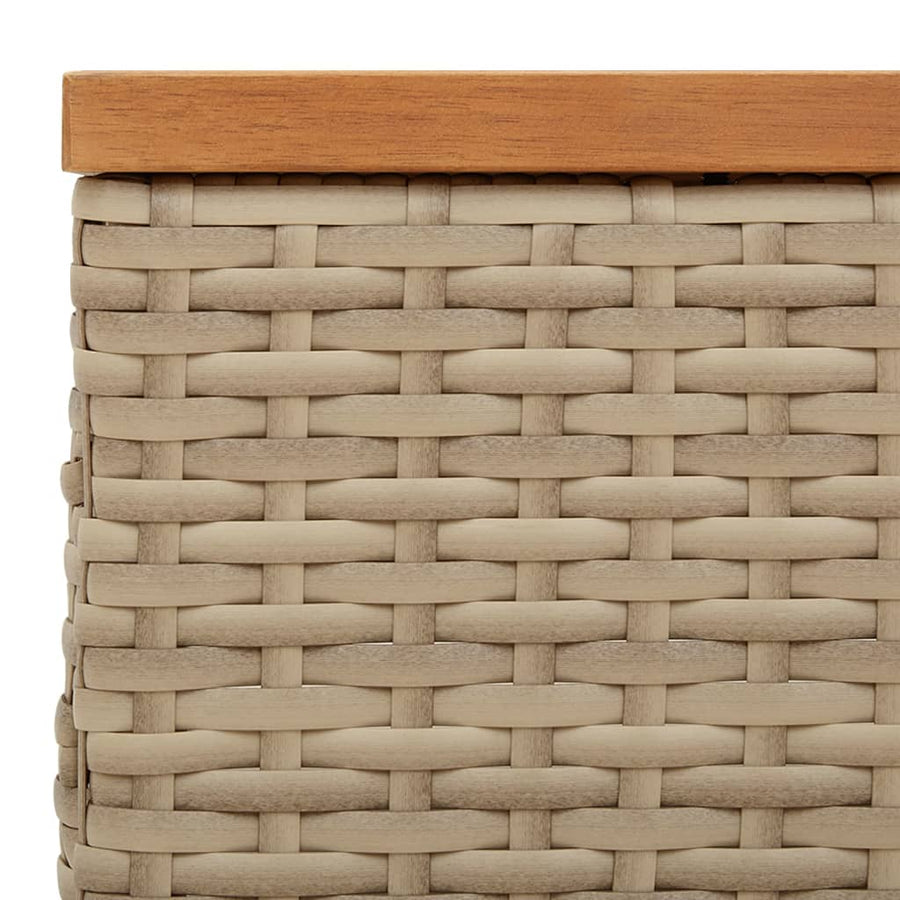 Tuintafel 70x70x25 cm poly rattan en acaciahout Beige