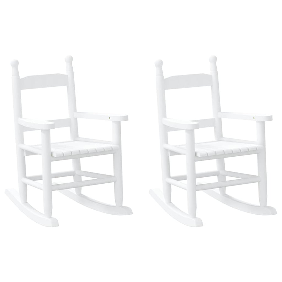Schommelstoelen 2 st voor kinderen massief populierenhout wit