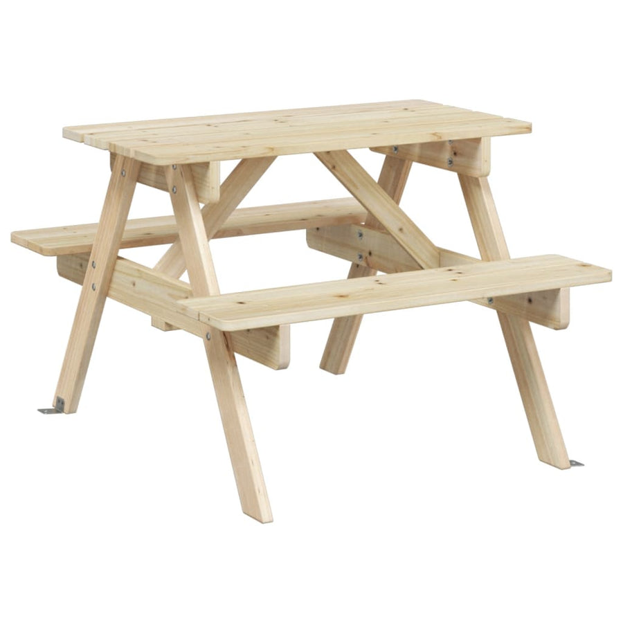 Picknicktafel Voor 4 Kinderen Met Parasol Massief Vurenhout bruin en meerkleurig