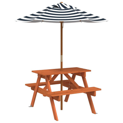Picknicktafel Voor 4 Kinderen Met Parasol Massief Vurenhout