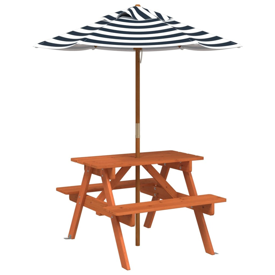 Picknicktafel Voor 4 Kinderen Met Parasol Massief Vurenhout