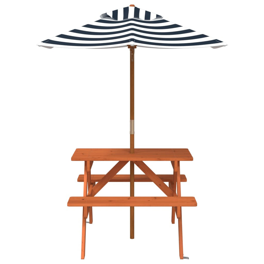 Picknicktafel Voor 4 Kinderen Met Parasol Massief Vurenhout