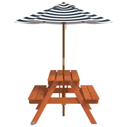 Picknicktafel Voor 4 Kinderen Met Parasol Massief Vurenhout
