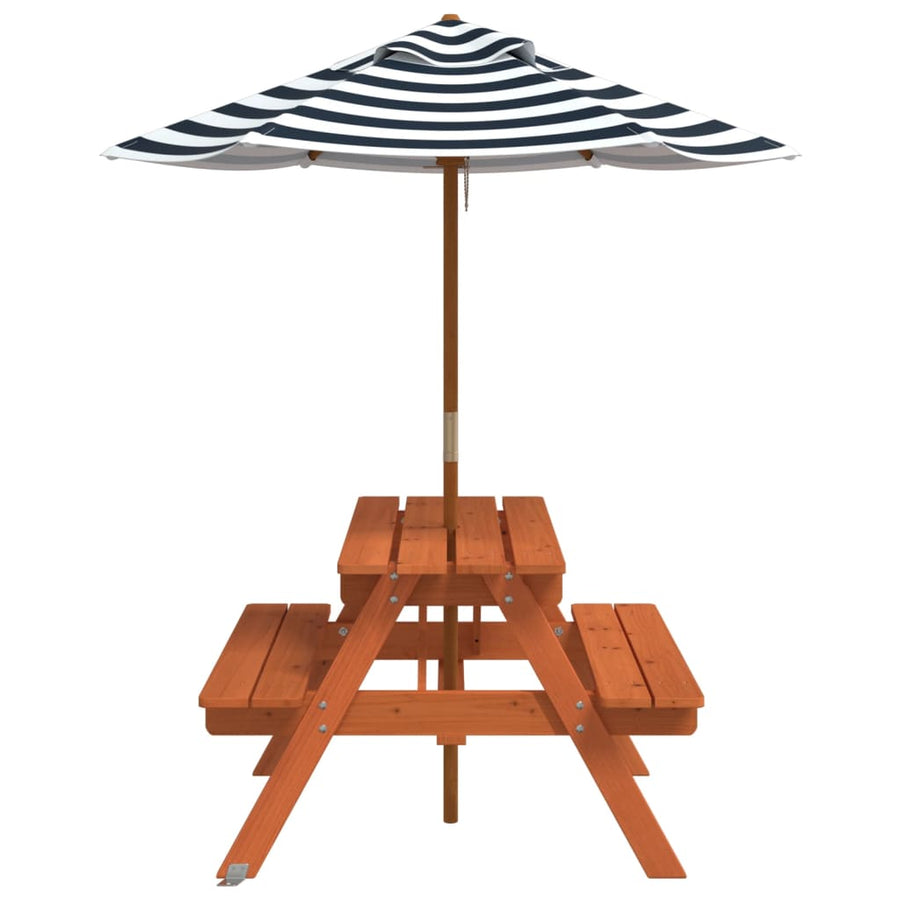 Picknicktafel Voor 4 Kinderen Met Parasol Massief Vurenhout