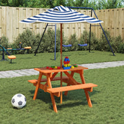 Picknicktafel kinderen 4 pers. massief vurenhout met parasol