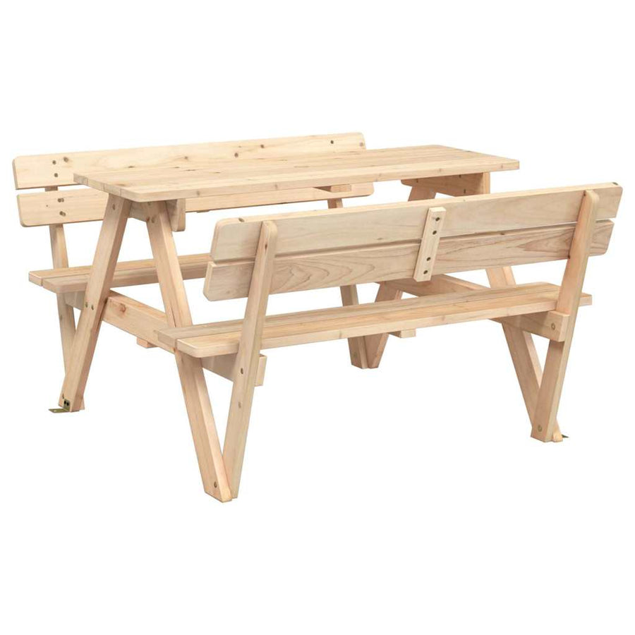 Picknicktafel Voor 4 Kinderen Met Parasol Massief Vurenhout bruin en meerkleurig