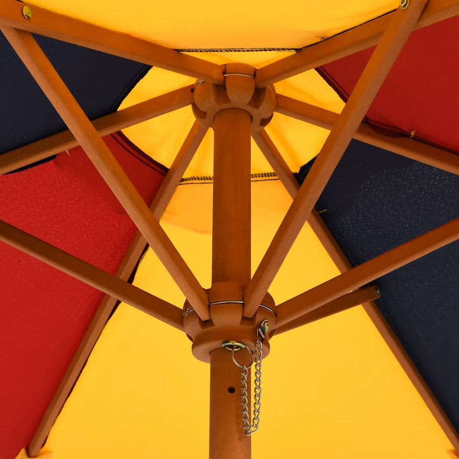 Picknicktafel Voor 4 Kinderen Met Parasol Massief Vurenhout bruin en meerkleurig
