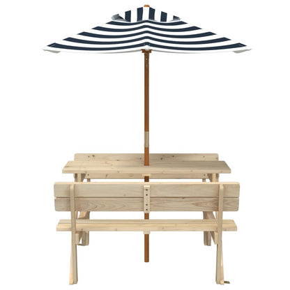 Picknicktafel Voor 4 Kinderen Met Parasol Massief Vurenhout