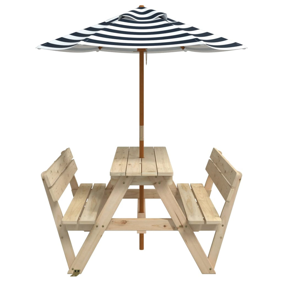Picknicktafel Voor 4 Kinderen Met Parasol Massief Vurenhout