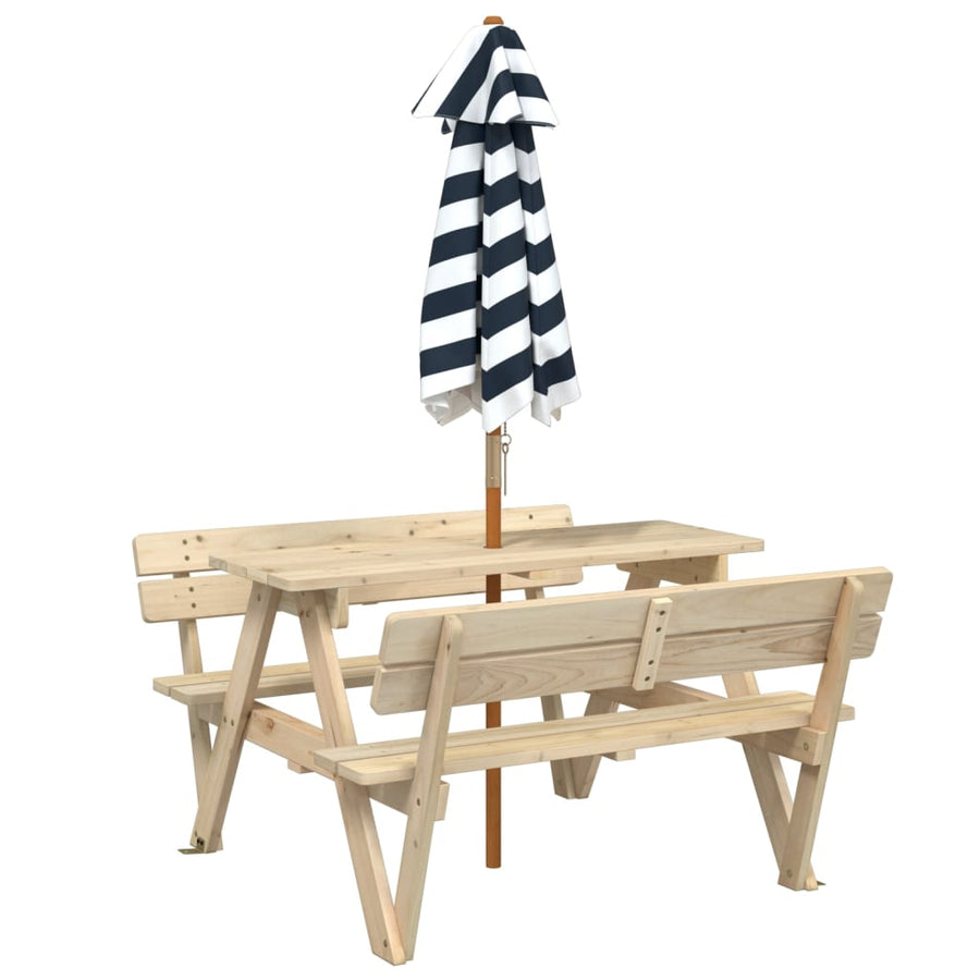 Picknicktafel Voor 4 Kinderen Met Parasol Massief Vurenhout