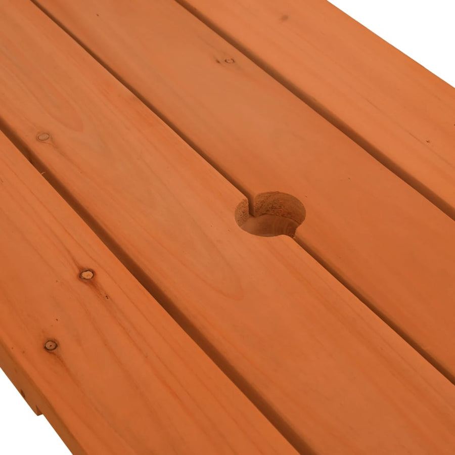 Picknicktafel Voor 4 Kinderen Met Parasol Massief Vurenhout donkerbruin en meerkleurig