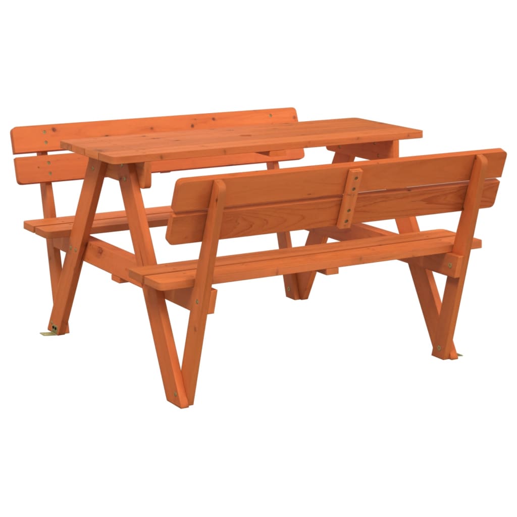 Picknicktafel Voor 4 Kinderen Met Parasol Massief Vurenhout donkerbruin en blauw