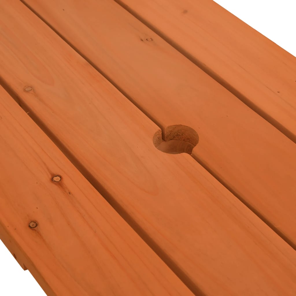 Picknicktafel Voor 4 Kinderen Met Parasol Massief Vurenhout donkerbruin en blauw