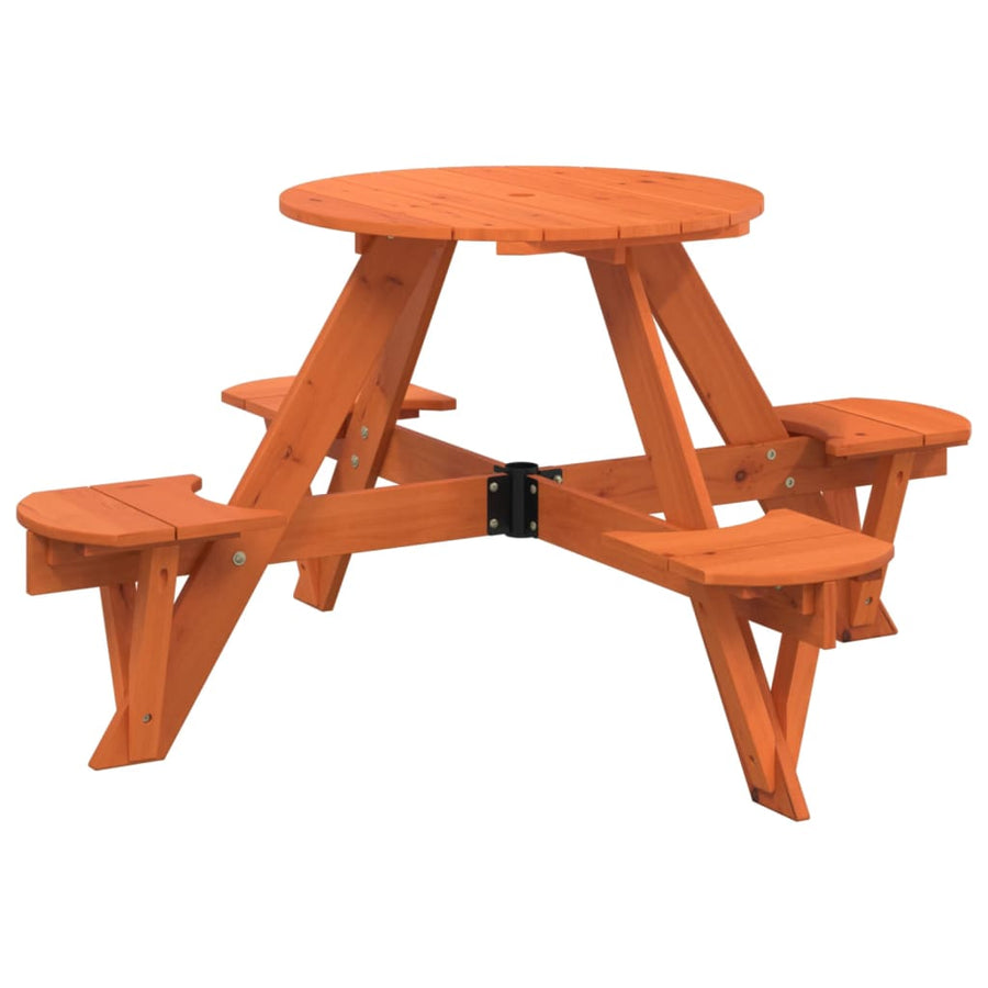 Picknicktafel Voor 4 Kinderen Met Parasol Rond Vurenhout donkerbruin en blauw