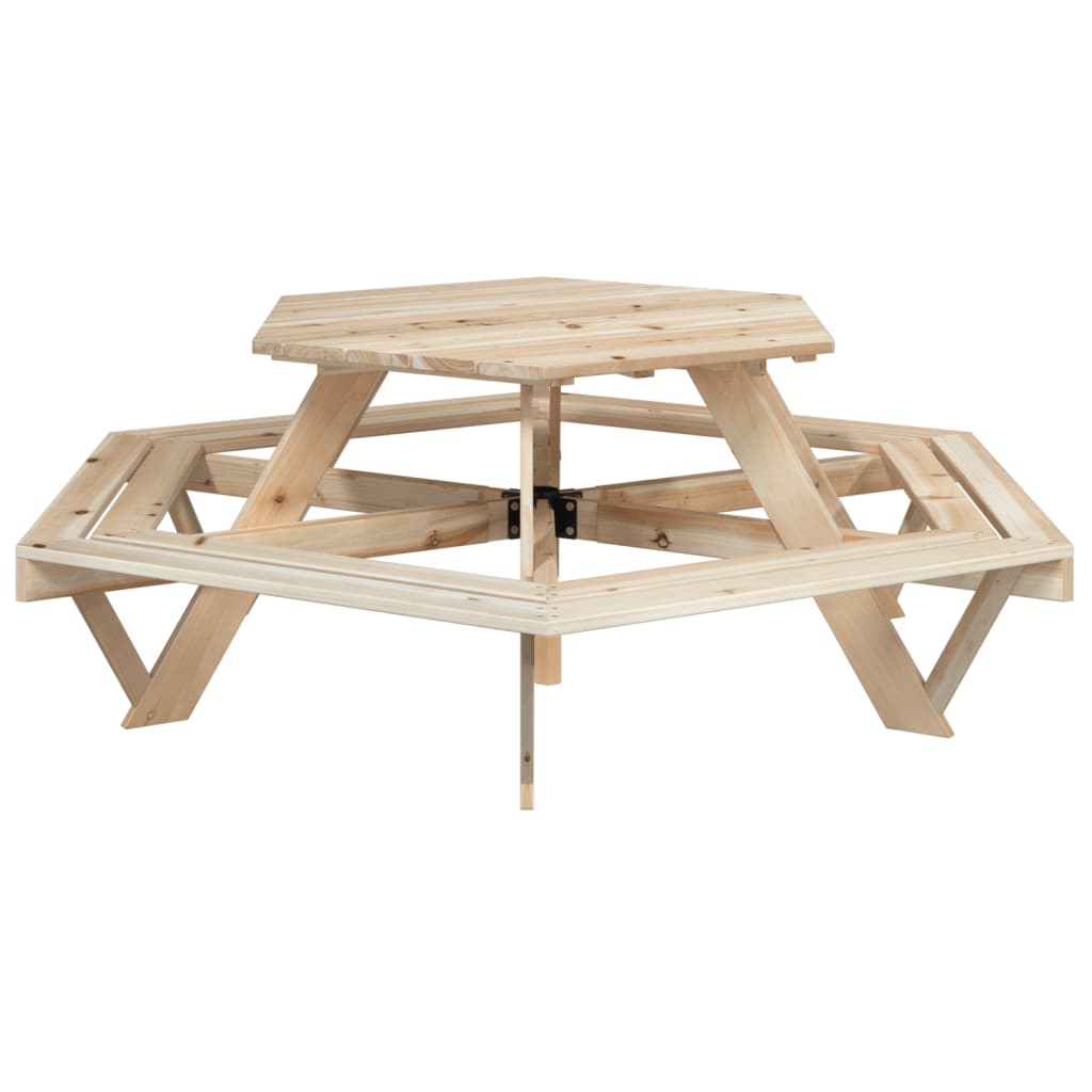Picknicktafel Voor 4 Kinderen Met Parasol Zeshoekig Vurenhout