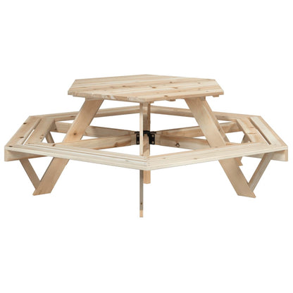 Picknicktafel Voor 4 Kinderen Met Parasol Zeshoekig Vurenhout