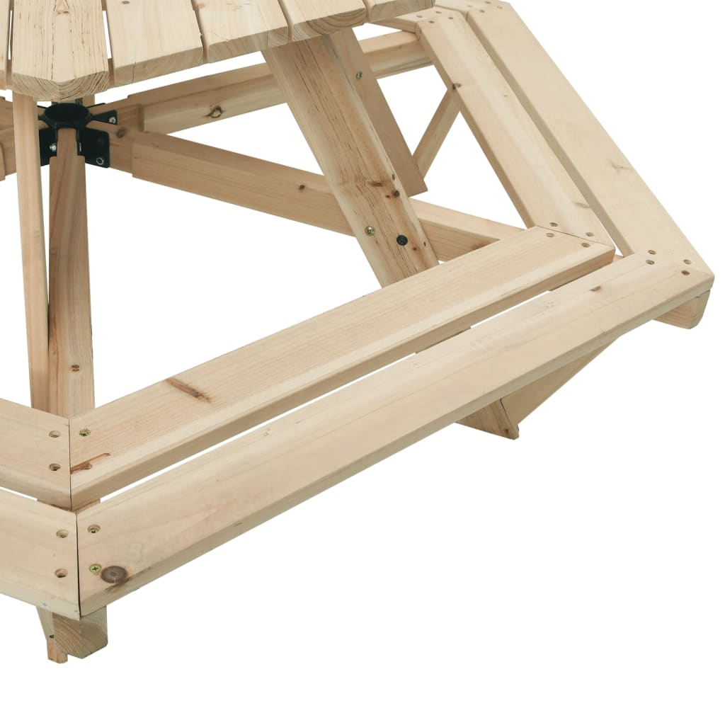 Picknicktafel Voor 4 Kinderen Met Parasol Zeshoekig Vurenhout