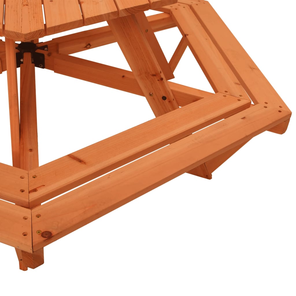 Picknicktafel Voor 4 Kinderen Met Parasol Zeshoekig Vurenhout donkerbruin en meerkleurig