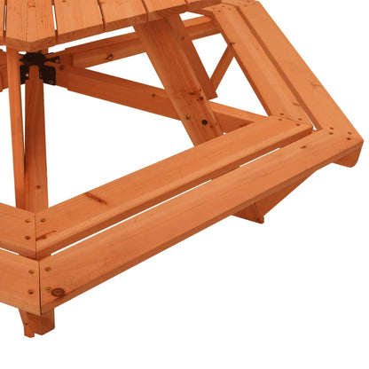 Picknicktafel Voor 4 Kinderen Met Parasol Zeshoekig Vurenhout donkerbruin en meerkleurig