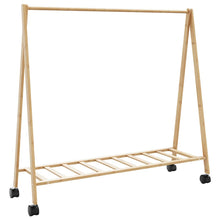Kledingrek met schappen en wielen 106x34x106,5 cm bamboe