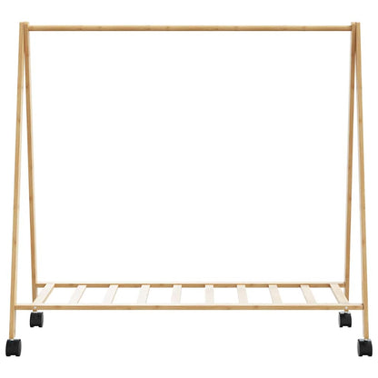 Kledingrek met schappen en wielen 106x34x106,5 cm bamboe