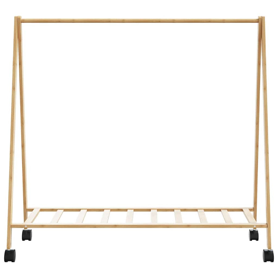 Kledingrek met schappen en wielen 106x34x106,5 cm bamboe