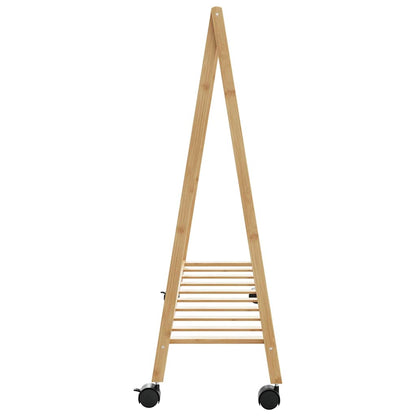Kledingrek met schappen en wielen 106x34x106,5 cm bamboe