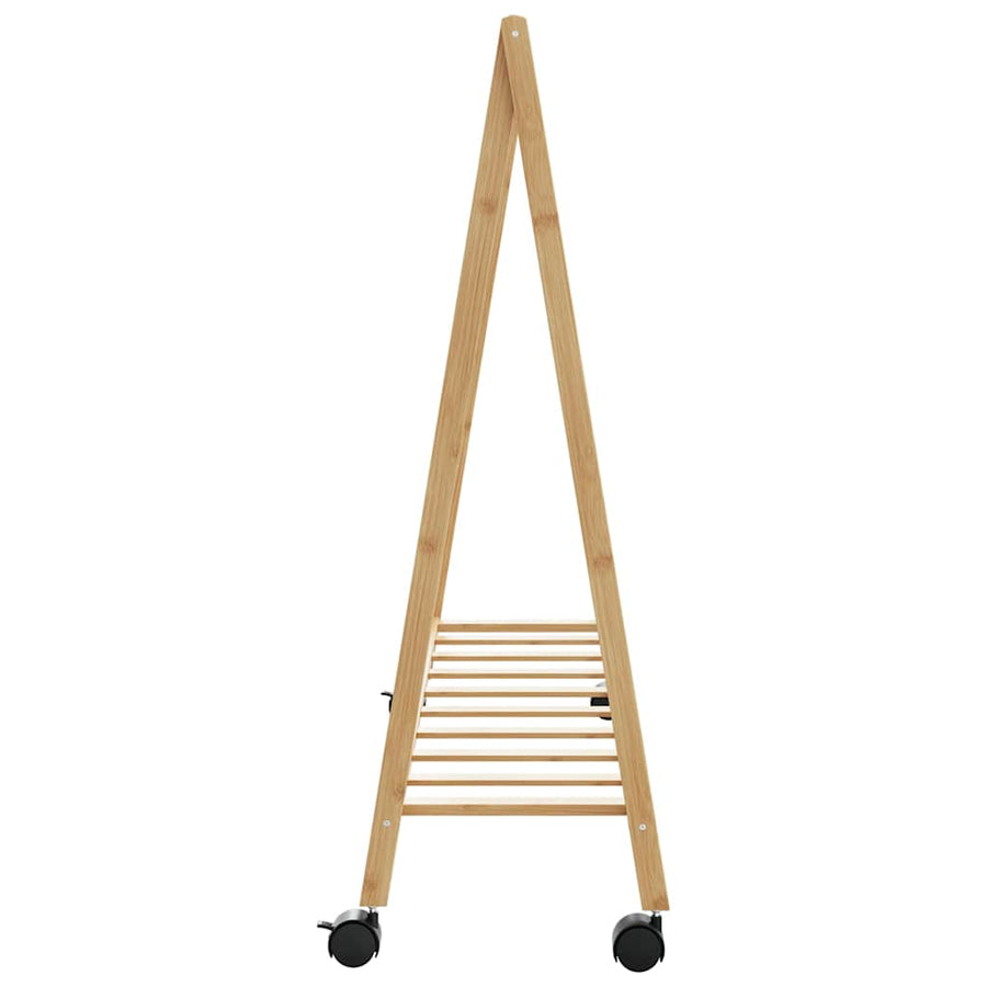 Kledingrek met schappen en wielen 106x34x106,5 cm bamboe