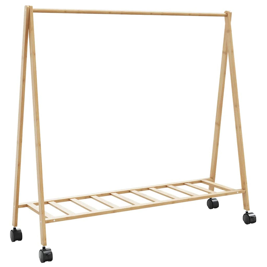 Kledingrek met schappen en wielen 106x34x106,5 cm bamboe