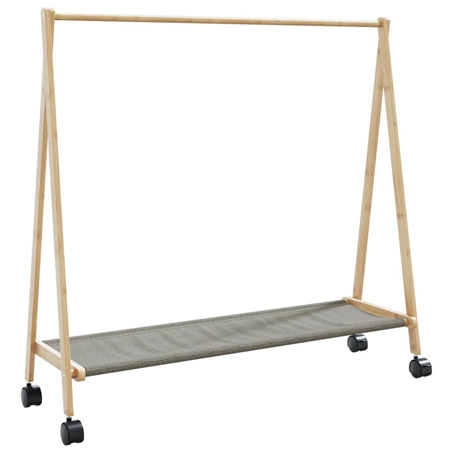 Kledingrek met schappen en wielen 106x34x106,5 cm bamboe