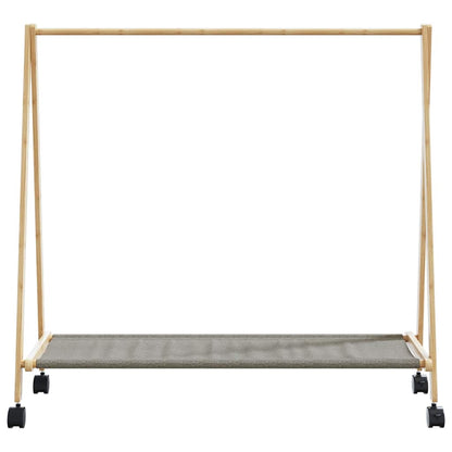 Kledingrek met schappen en wielen 106x34x106,5 cm bamboe