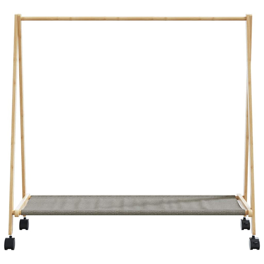 Kledingrek met schappen en wielen 106x34x106,5 cm bamboe