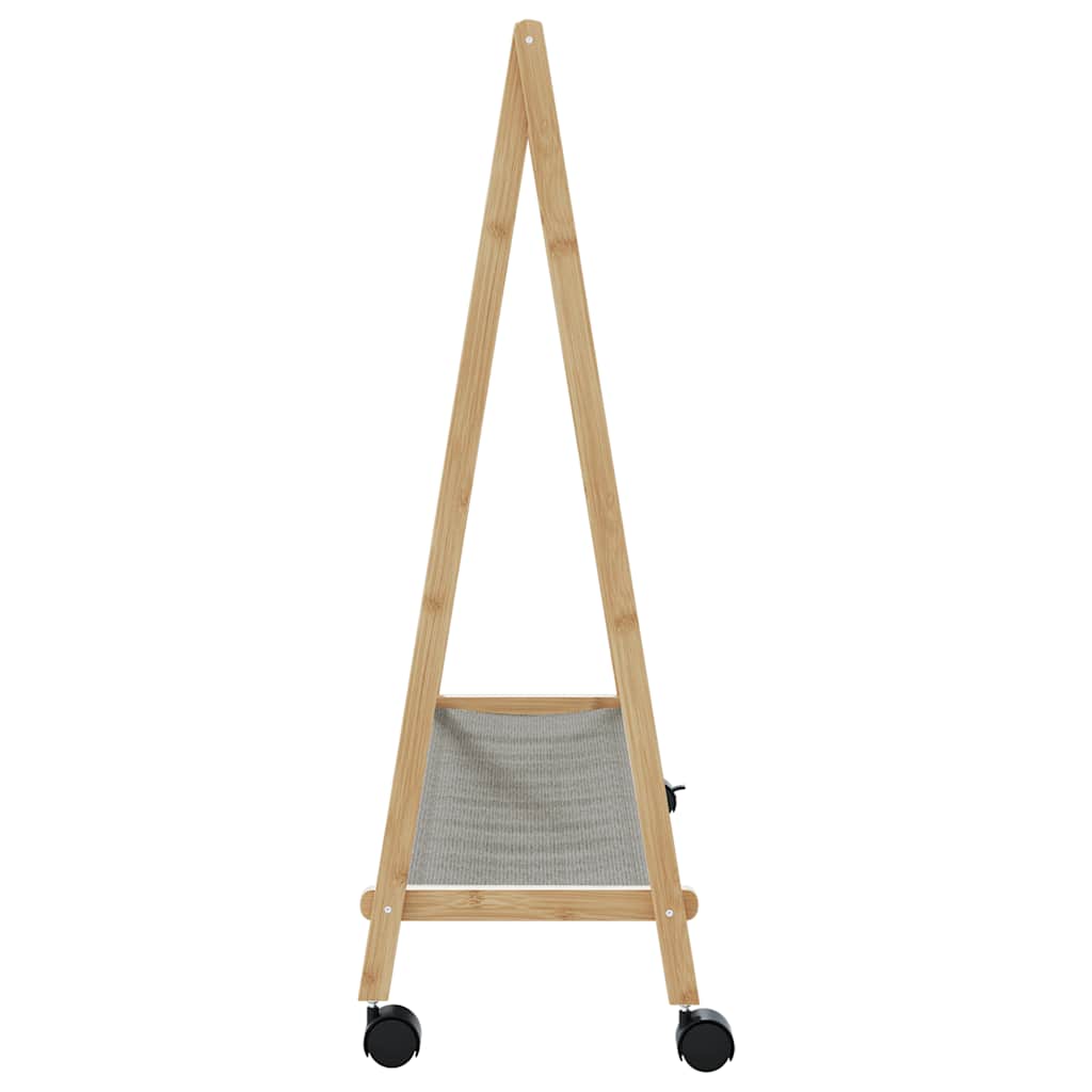 Kledingrek met schappen en wielen 106x34x106,5 cm bamboe