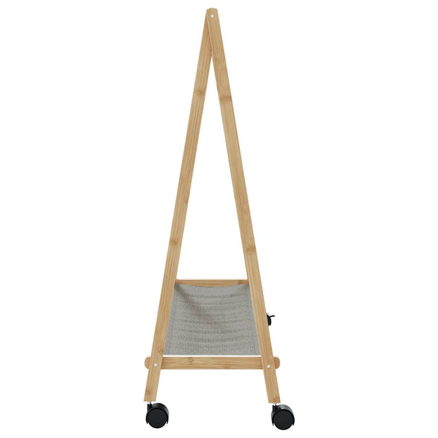 Kledingrek met schappen en wielen 106x34x106,5 cm bamboe