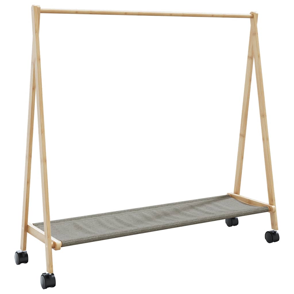 Kledingrek met schappen en wielen 106x34x106,5 cm bamboe