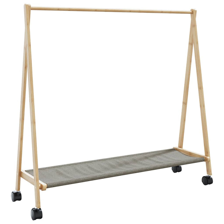 Kledingrek met schappen en wielen 106x34x106,5 cm bamboe