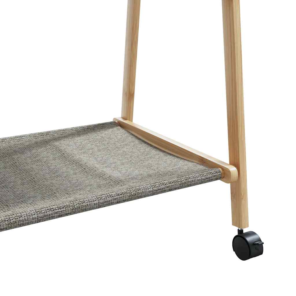 Kledingrek met schappen en wielen 106x34x106,5 cm bamboe
