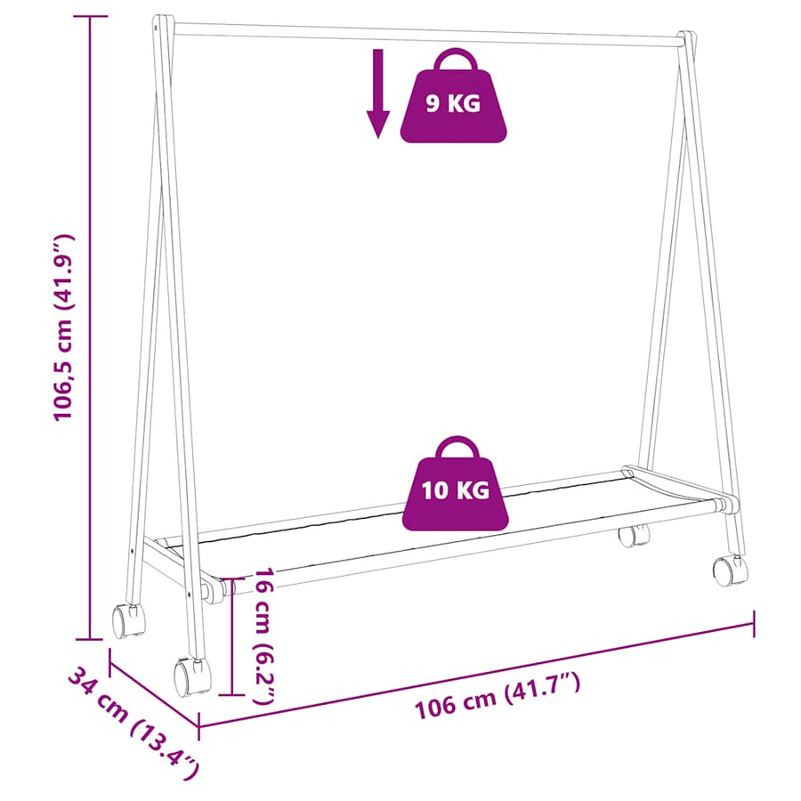 Kledingrek met schappen en wielen 106x34x106,5 cm bamboe