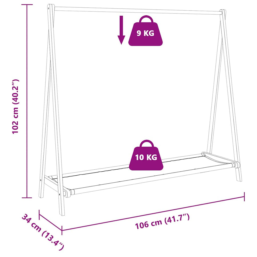 Kledingrek Met Schappen 106X34X102 Cm Bamboe Stof