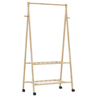 Clothes Rack with Shelves and Wheels 96x45.5x155.5 cm bamboo