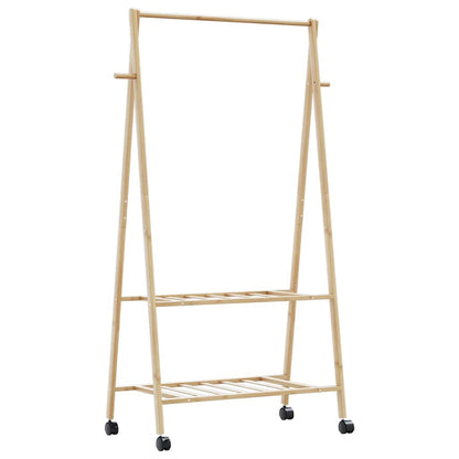Kledingrek Met Schappen En Wielen 96X45,5X155,5 Cm 96 cm Bamboe