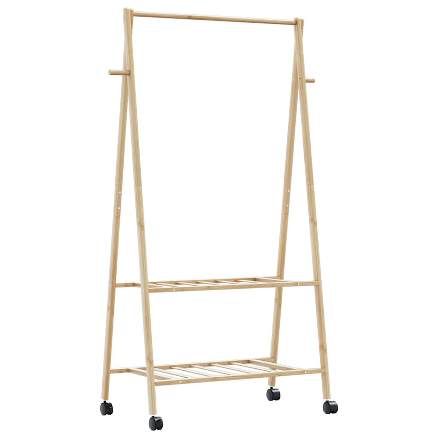 Kledingrek Met Schappen En Wielen 96X45,5X155,5 Cm 96 cm Bamboe