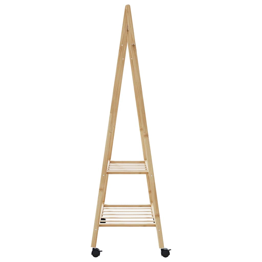 Kledingrek Met Schappen En Wielen 96X45,5X155,5 Cm 96 cm Bamboe
