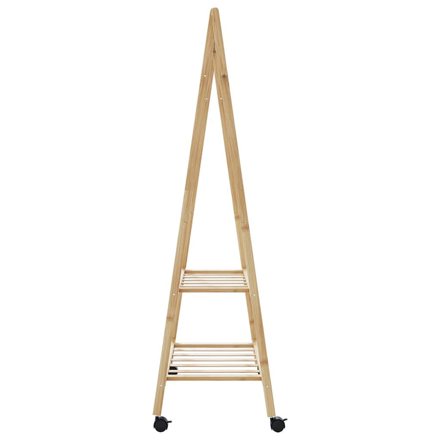 Kledingrek Met Schappen En Wielen 96X45,5X155,5 Cm 96 cm Bamboe