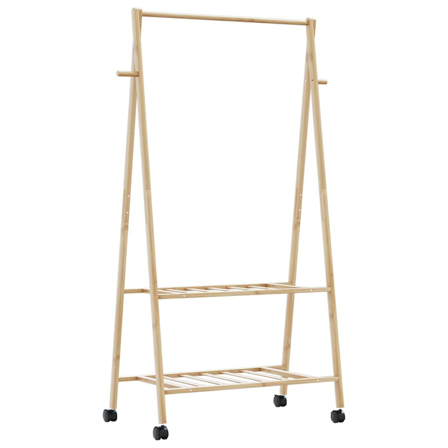 Kledingrek Met Schappen En Wielen 96X45,5X155,5 Cm 96 cm Bamboe