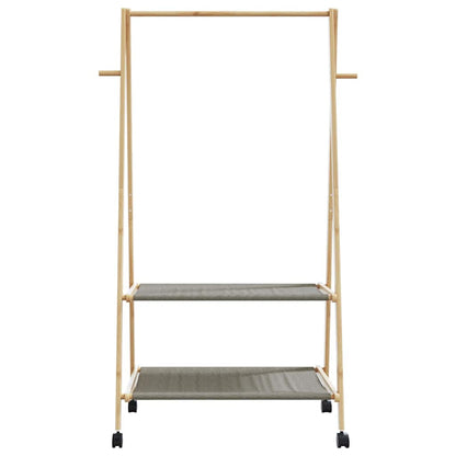 Kledingrek met schappen en wielen 96x45,5x155,5 cm bamboe