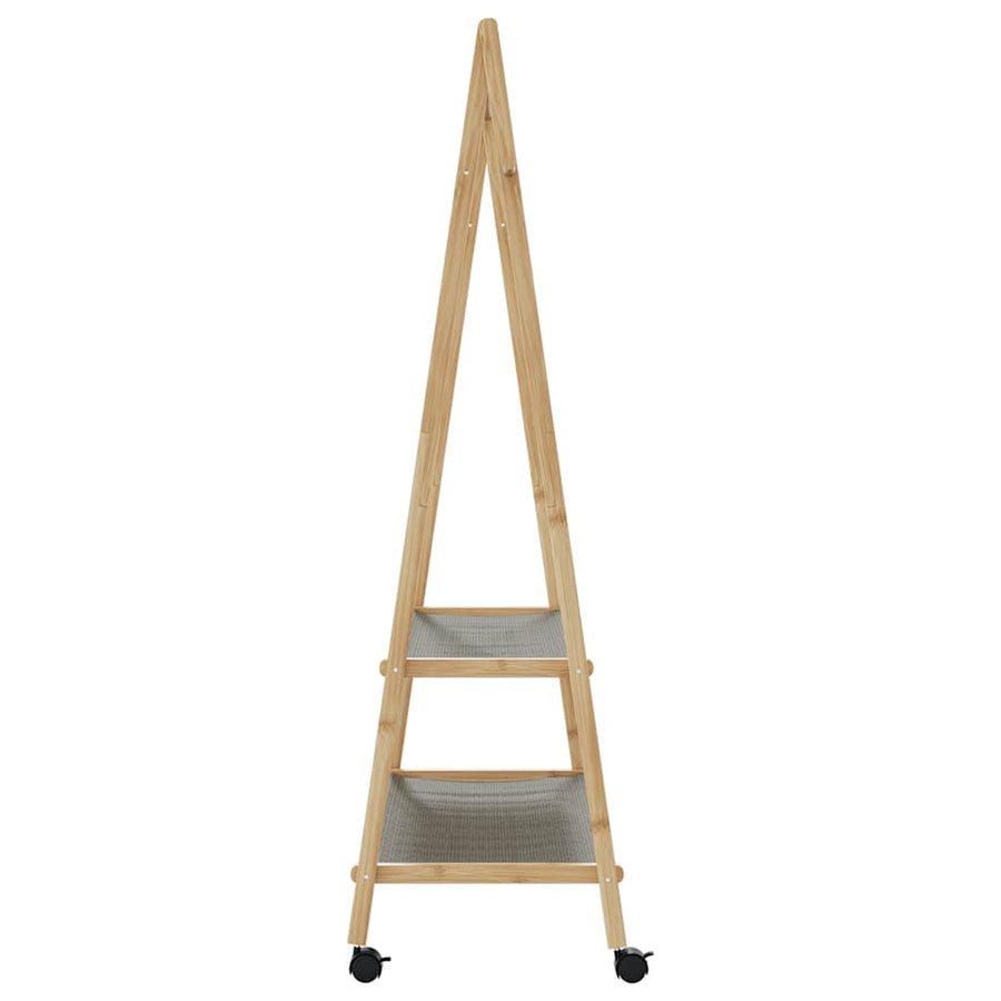 Kledingrek met schappen en wielen 96x45,5x155,5 cm bamboe