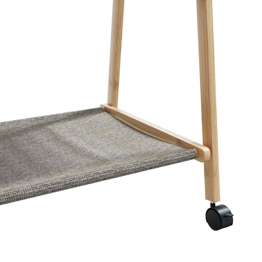 Kledingrek met schappen en wielen 96x45,5x155,5 cm bamboe