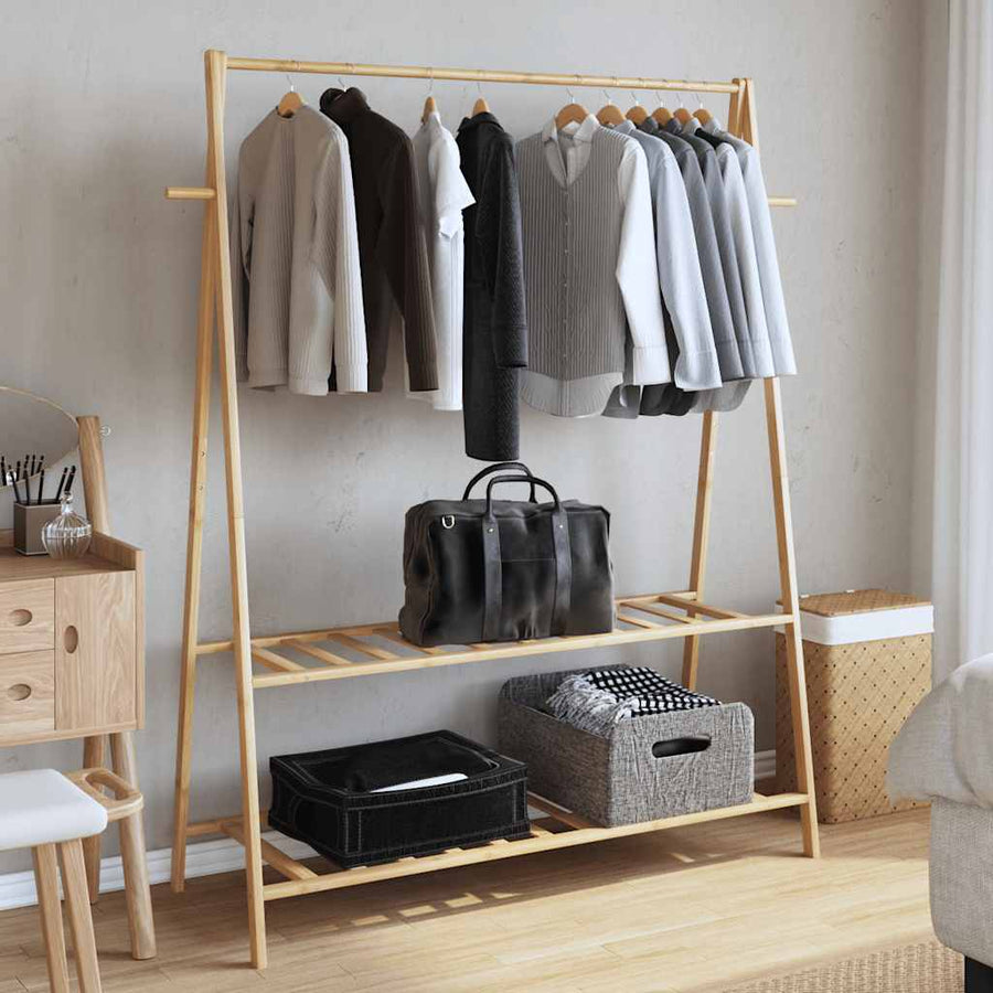 Kledingrek Met Schappen 132X45,5X150,5 Cm 132 cm Bamboe
